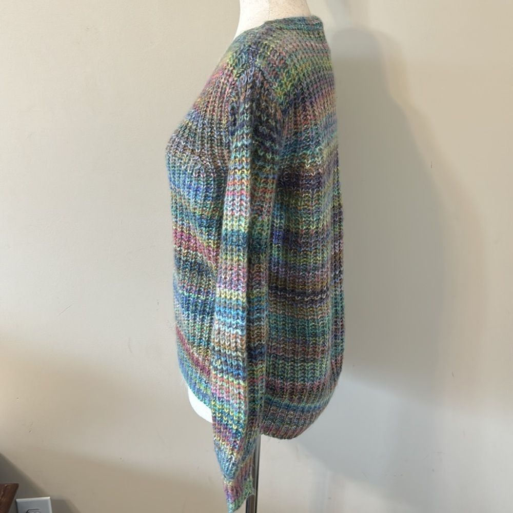 Lou & Grey | Colorful Rainbow Stripe Sweater Semi Crop Balloon Sleeve XS (6/8) - Picture 3 of 13
